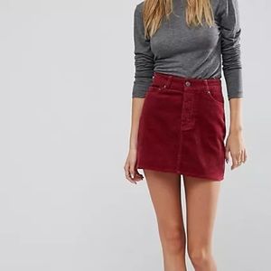 NWOT ASOS Cord Pelmet Mini Skirt in Berry